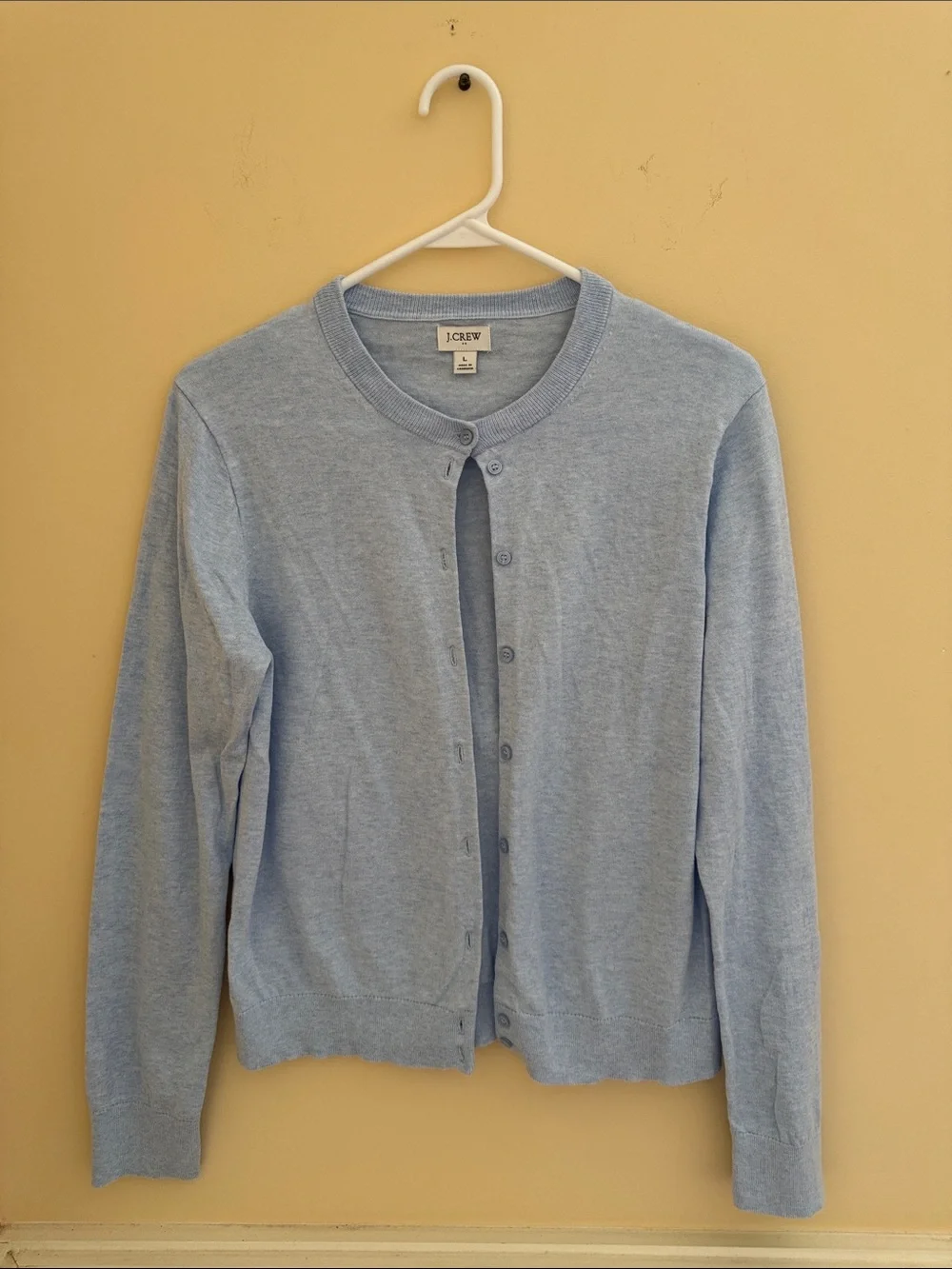 J. Crew Women's‎ Pale Blue Crewneck Button-Front Cardigan Sz Large